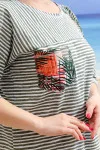 Женское платье в полоску — с цветочными вставками — фото 7 Женское платье в полоску — с цветочными вставками